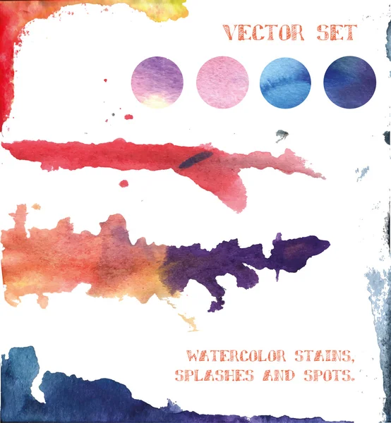 Conjunto de vetores: manchas de aquarela, salpicos e manchas. elementos para — Vetor de Stock