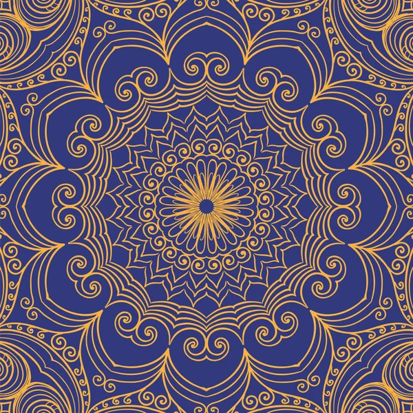Ornamentaler blau-gelber runder Hintergrund — Stockvektor