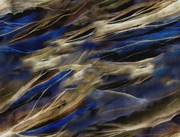 Безшовний візерунок з аквареллю хвилями, лініями, плямами — стокове фото