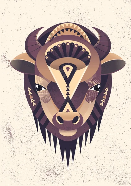 Vector poster with bison head — Stock Vector