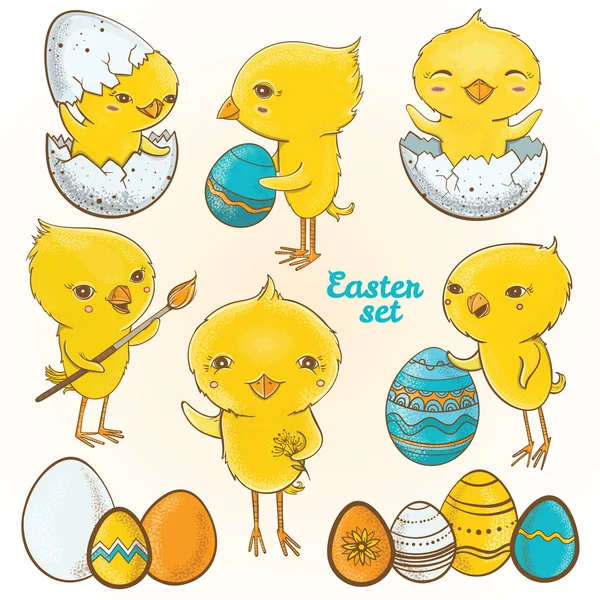 Húsvéti tojás csirke. Vektor készlet — Stock Vector