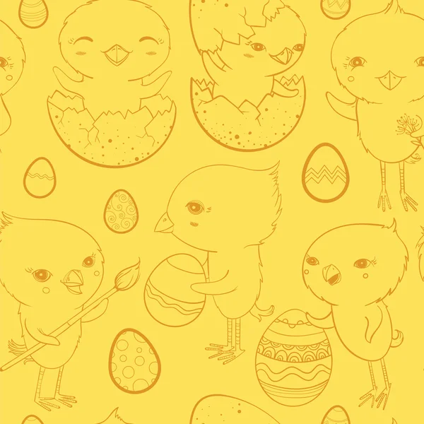 Easter seamless pattern with chicks — Stock Vector