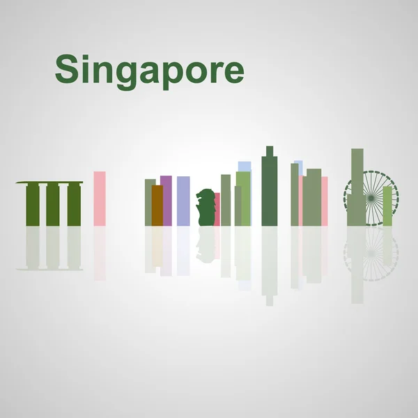 Сингапурский горизонт для вашего дизайна — стоковый вектор