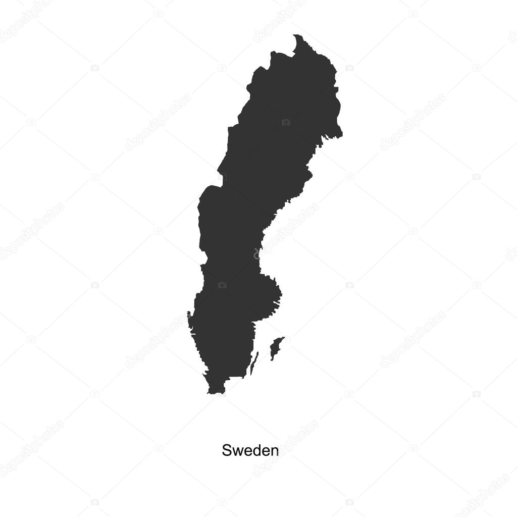 Black map of Sweden for your design