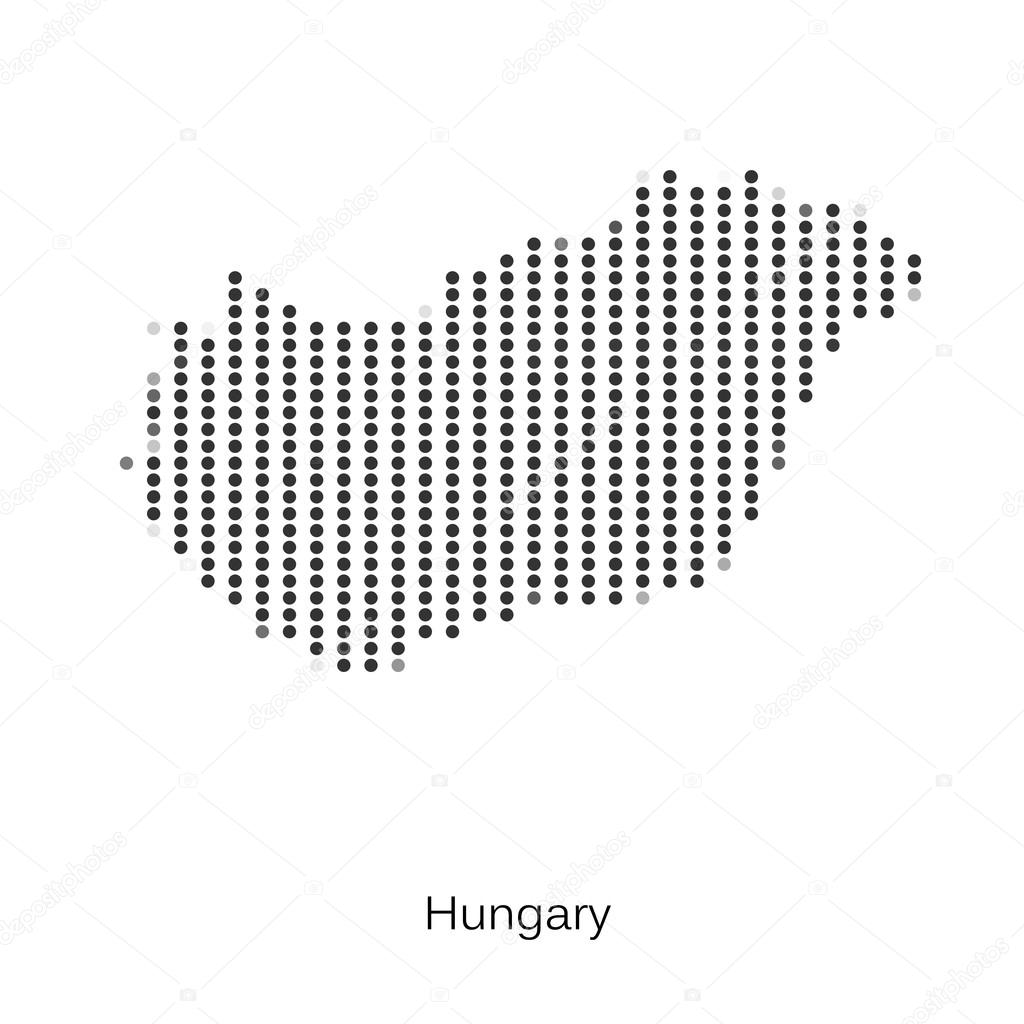 Dotted map of Hungary for your design