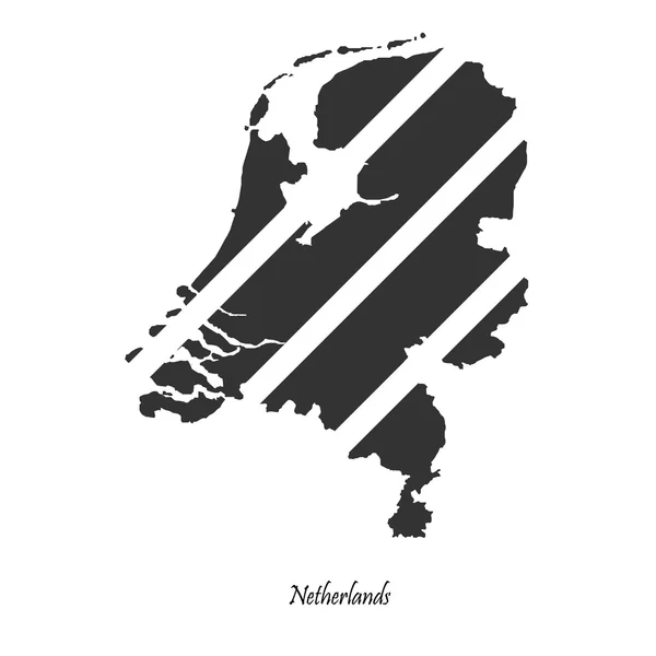 Zwarte kaart van Nederland voor uw ontwerp — Stockvector