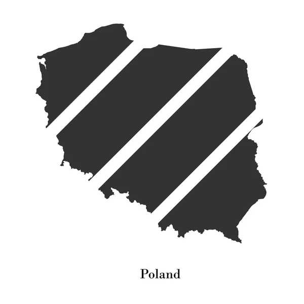 Carte noire de Pologne pour votre design — Image vectorielle