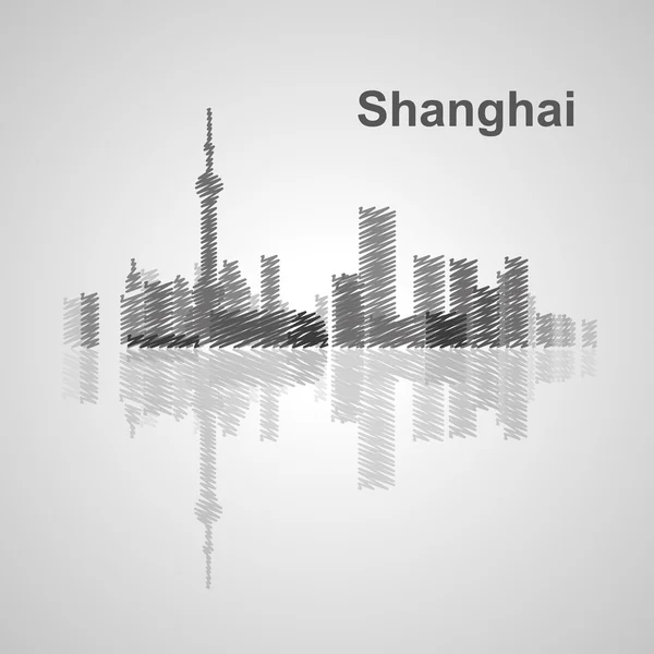 Shanghai skyline för din design — Stock vektor