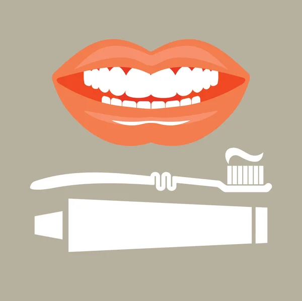 Cepillo de dientes, pasta de dientes y concepto dental dental — Vector de stock