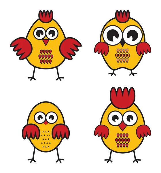 Conjunto de vetores de galinhas — Vetor de Stock