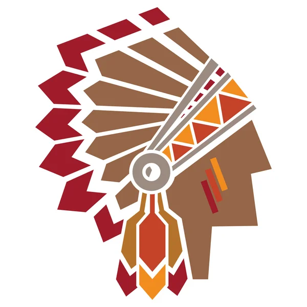 美洲印第安人头像 — 图库矢量图片