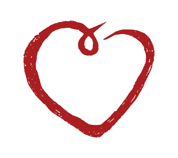 Kırmızı kalp el çizilmiş vektör simgesi — Stok Vektör