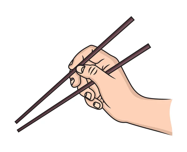 Mano con palillos — Vector de stock