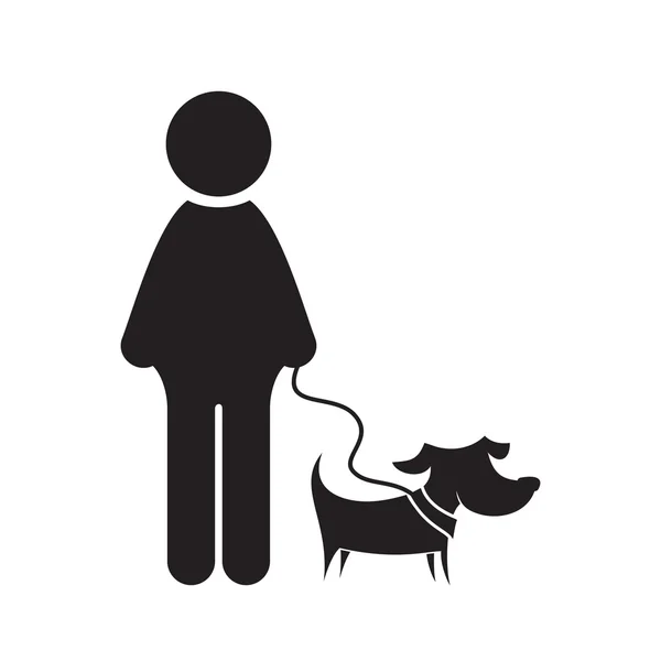 Människa och hund vektor symbol — Stock vektor