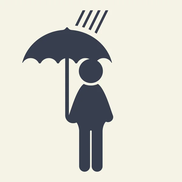 Mann mit Regenschirm-Symbol — Stockvektor