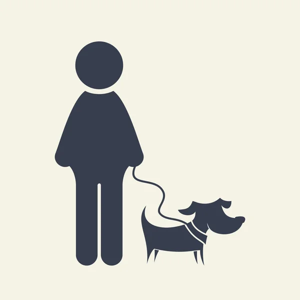 Mensch und Hund Vektor-Symbol — Stockvektor