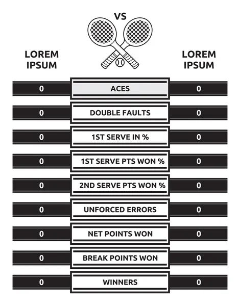 Estadísticas de partidos de tenis — Vector de stock