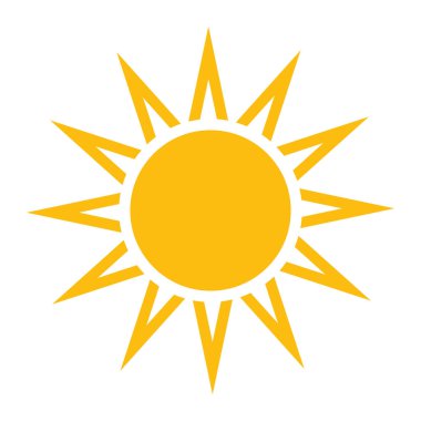 Güneş vektör simgesinin vektör illüstrasyonu