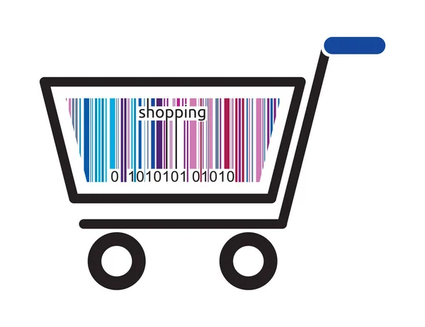 Vector Illustration Shopping Cart Barcode — Stock Vector