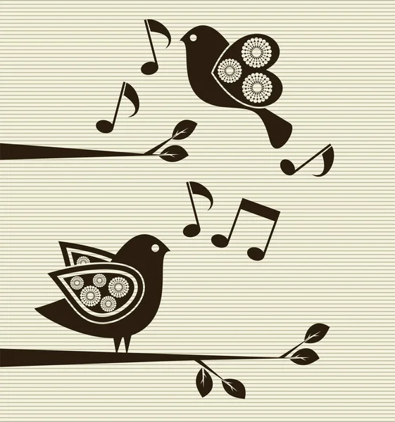 Ilustración Vectorial Los Pájaros Cantores — Archivo Imágenes Vectoriales