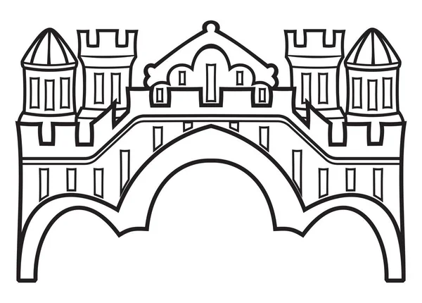 Vector Illustration Castle Outline — Stock Vector