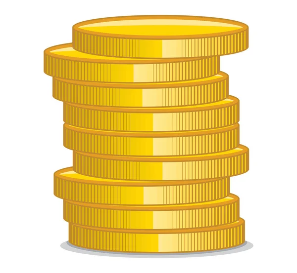 Vector Illustration Stack Golden Coins — Stock Vector