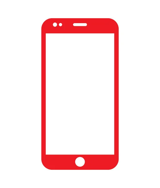 Illustrazione Vettoriale Dello Smartphone Contorno Rosso — Vettoriale Stock