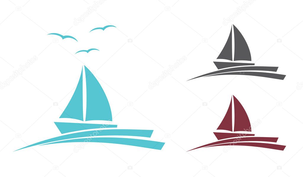 Vector illustration of the sailboat