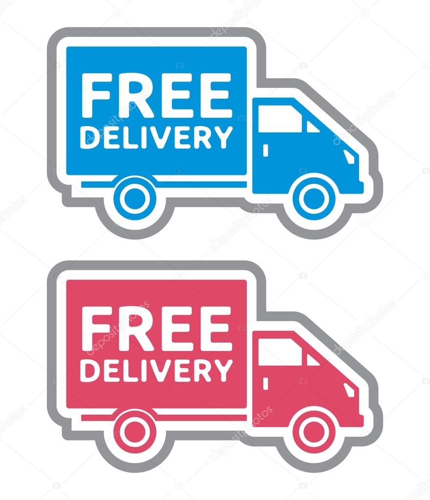 Free delivery truck - free shipping label