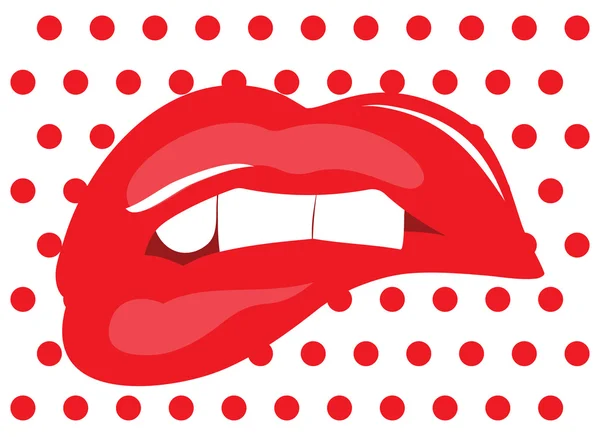 Rode lippen bijten — Stockvector