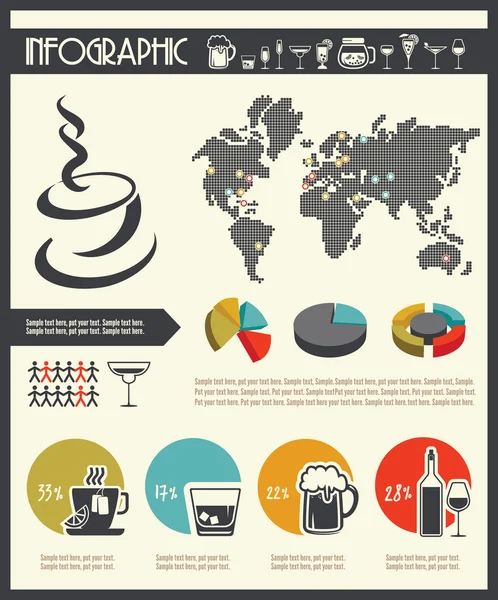 Drinken van infographics — Stockvector