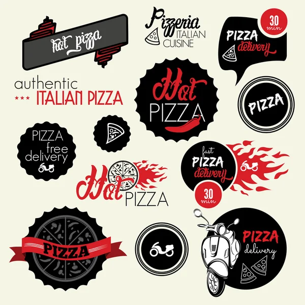 Etiqueta de entrega de pizza — Vector de stock