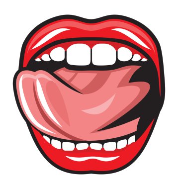 Açık ağız dili vektör çizim yapışmasını