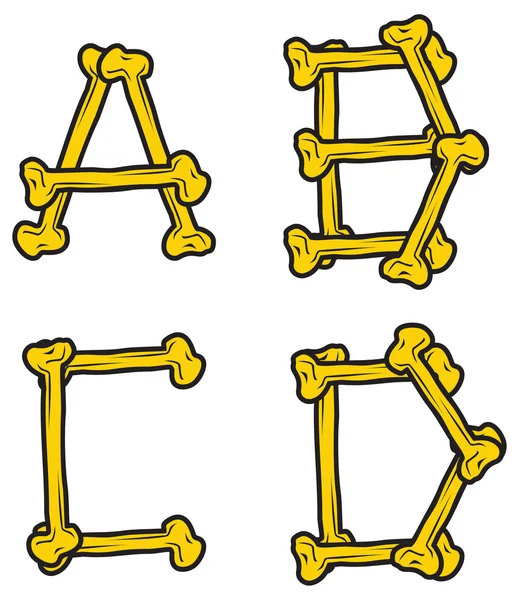 Skeleton bones alphabet vector illustration — Stock Vector