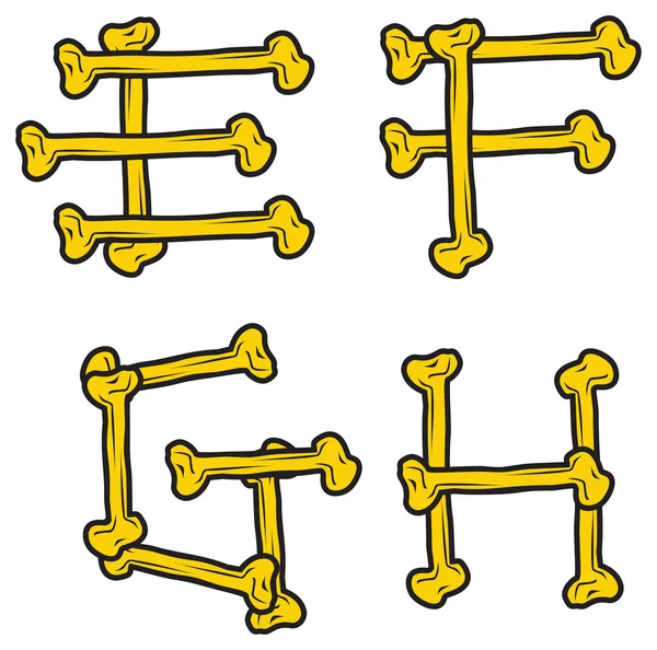 Esqueleto ossos alfabeto vetor ilustração —  Vetores de Stock