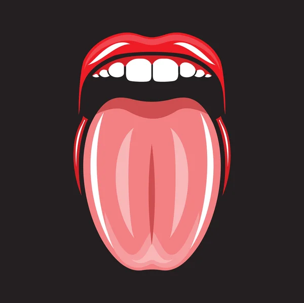 Tong en lippen — Stockvector