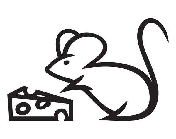 Ratón con queso — Vector de stock