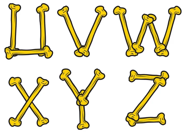 Skelett ben alfabetet vektor illustration — Stock vektor