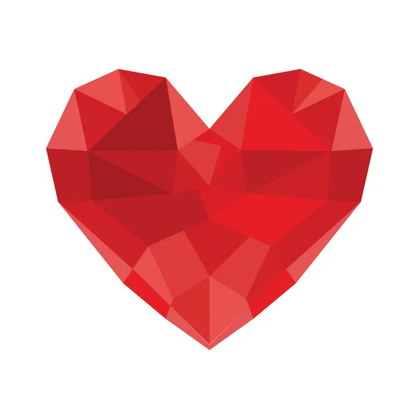Diamantové srdce - nízké poly vektor srdce — Stockový vektor