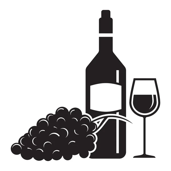 Illustration vectorielle du vin, du verre et du raisin — Image vectorielle