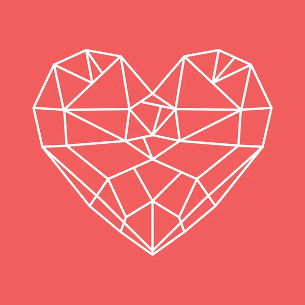 Corazón de diamante - corazón de vector de poli bajo — Vector de stock