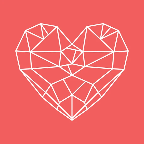 Diamond hart - laag poly vector hart — Stockvector