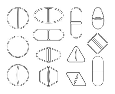 Farklı türde hapları bir dizi