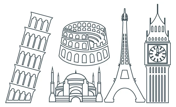 World famous buildings icons — Stock Vector