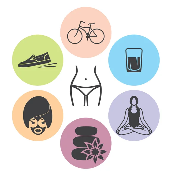 Iconos de vector de estilo de vida saludable — Archivo Imágenes Vectoriales