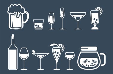 içki alkol içecek Icons set