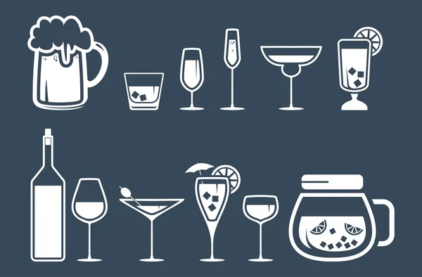 Drink alcohol beverage icons set — Stock Vector