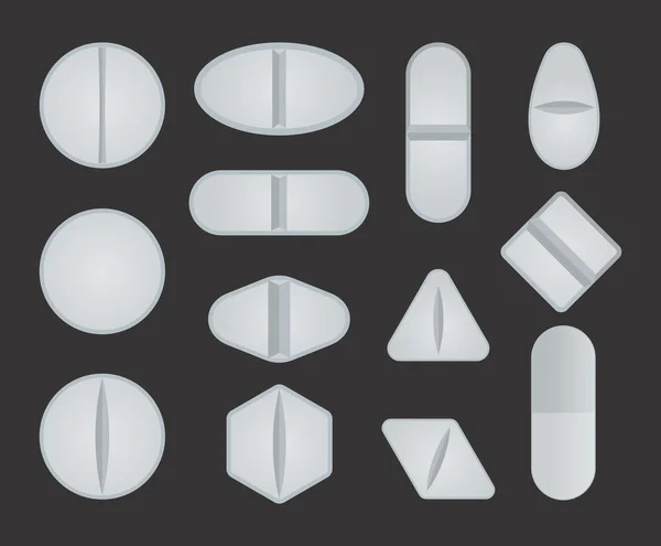 Набор различных типов таблеток — стоковый вектор