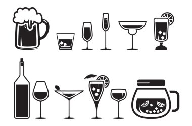 içki alkol içecek Icons set