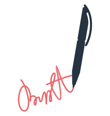 İmza ve kalem vektör simgesi